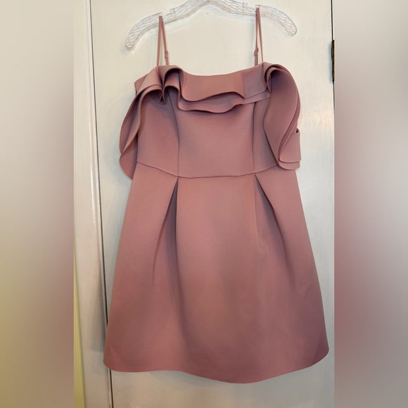 ASOS Dresses & Skirts - ASOS DESIGN - Strappy Ruffle Scuba Dress in Pink - Size 10